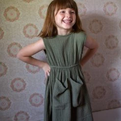 Soor Ploom Organic Cotton Orla Dress - Dill