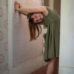 Soor Ploom Organic Cotton Orla Dress - Dill