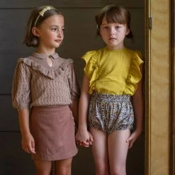 Soor Ploom Organic Pima Cotton Nancy Top - Dark Tea Cotton & Linen