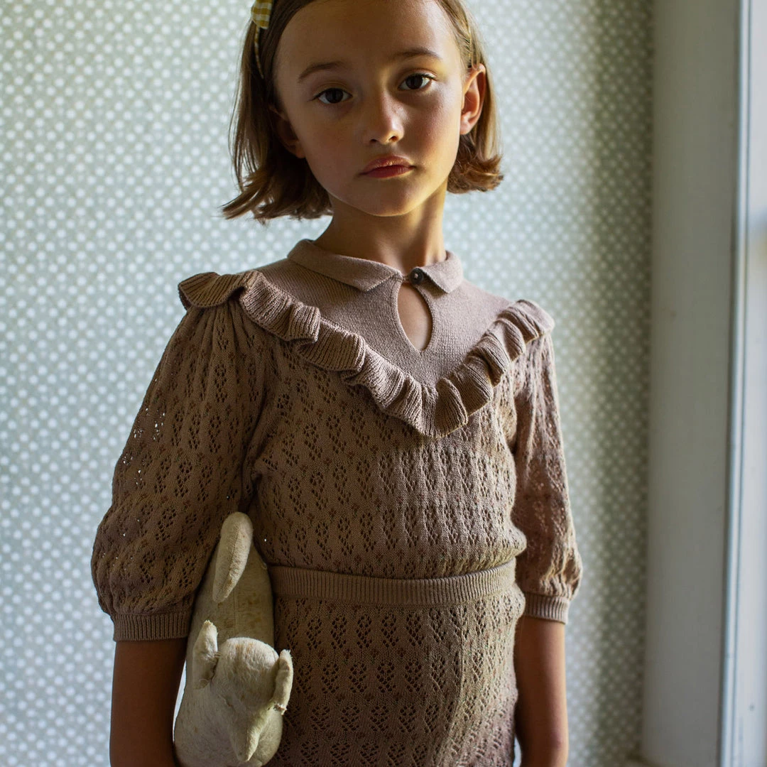 Soor Ploom Organic Pima Cotton Lacey Shortie - Dark Tea Cotton & Linen 4 Soor Ploom Organic Pima Cotton Lacey Shortie - Dark Tea Cotton & Linen