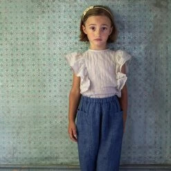 Soor Ploom Organic Cotton Emeline Blouse - Pinstripe Cotton & Linen