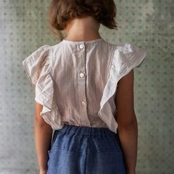 Soor Ploom Organic Cotton Emeline Blouse - Pinstripe Cotton & Linen