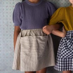 Soor Ploom Cotton & Linen Linen/Cotton Emelia Skirt - Ticking Stripe