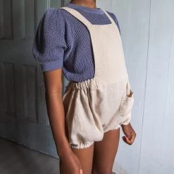 Soor Ploom Linen Oona Romper - Tea Cotton & Linen