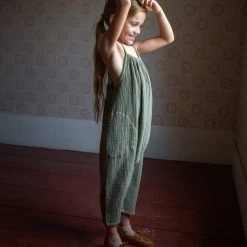 Soor Ploom Cotton Ines Romper - Dill