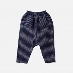 Soor Ploom Cotton & Linen Linen/Cotton Otto Trousers - Dark Ticking Stripe