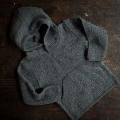 Reiff Tops & Sweaters Organic Merino Wool Crepe Hoodie - Slate