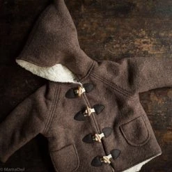 Kleine Schobbejak Wool/Cotton Sherpa Pixie Hooded Coat - Hazel Brown Baby Wool