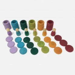 Grapat Wooden Nins, Rings And Coins - Earth Colours