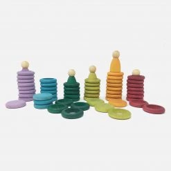 Grapat Wooden Nins, Rings And Coins - Earth Colours