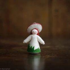 Fairies Handmade Wool Flower Fairy - Red Mushroom - White Toys