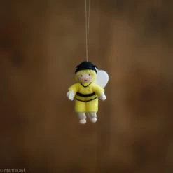 Fairies Toys Handmade Small Wool Hanging Bee With Hat