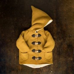 Kleine Schobbejak Kids Wool Wool/Cotton Sherpa Pixie Hooded Coat - Ochre