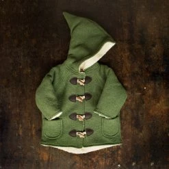 Kleine Schobbejak Wool/Cotton Sherpa Pixie Hooded Coat - Moss Green