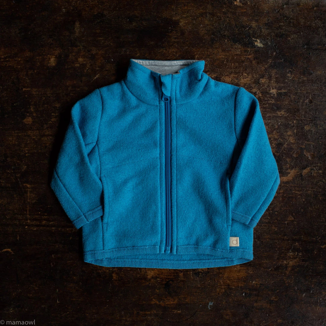 Disana Organic Light Weight Boiled Merino Wool Zip Jacket - Blue Jay 3 Disana Organic Light Weight Boiled Merino Wool Zip Jacket - Blue Jay