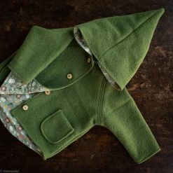 Kleine Schobbejak Exclusive Autumn Wool Pixie Hooded Jacket - Moss Green Baby Wool