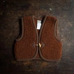 Alwero Wool Teddy Fleece Vest - Cognac