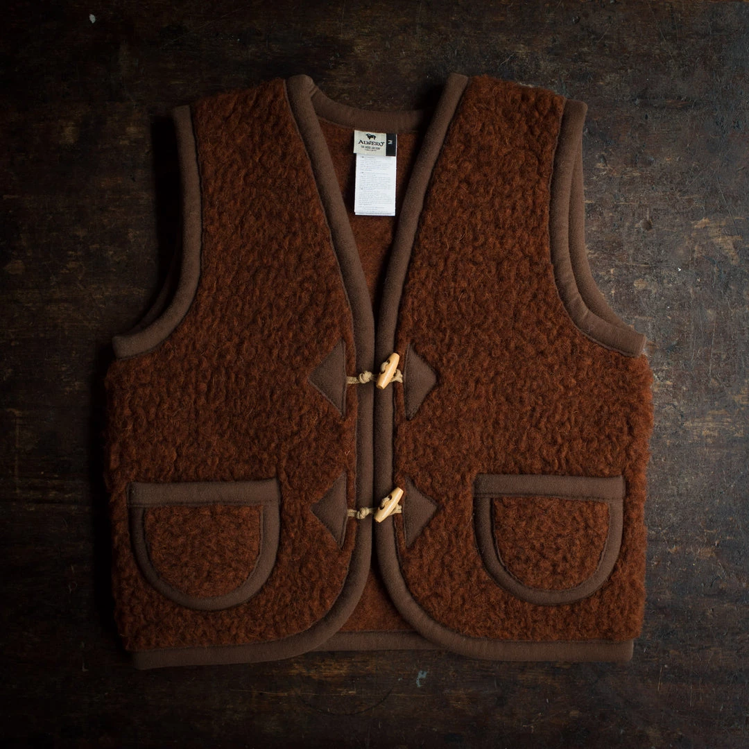 Alwero Wool Teddy Fleece Vest - Cognac 4 Alwero Wool Teddy Fleece Vest - Cognac