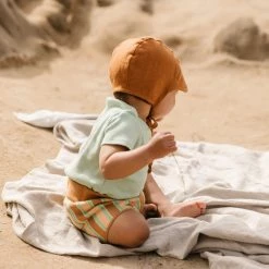Briar Baby Linen Brimmed Bonnet - Rust