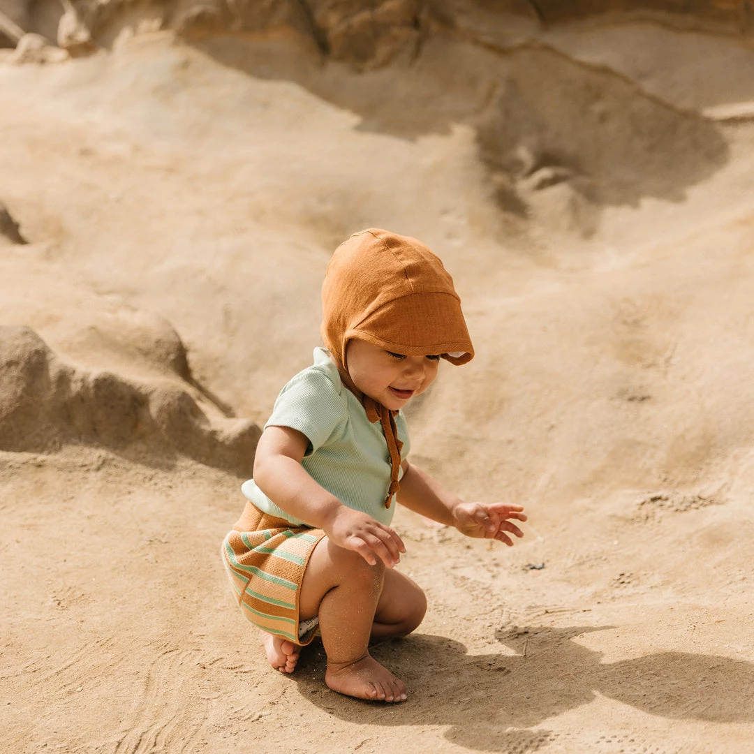 Briar Baby Linen Brimmed Bonnet - Rust
