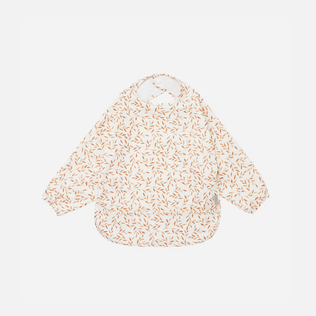 Cam Cam Long Sleeved Bib - Caramel Leaves 3 Cam Cam Long Sleeved Bib - Caramel Leaves