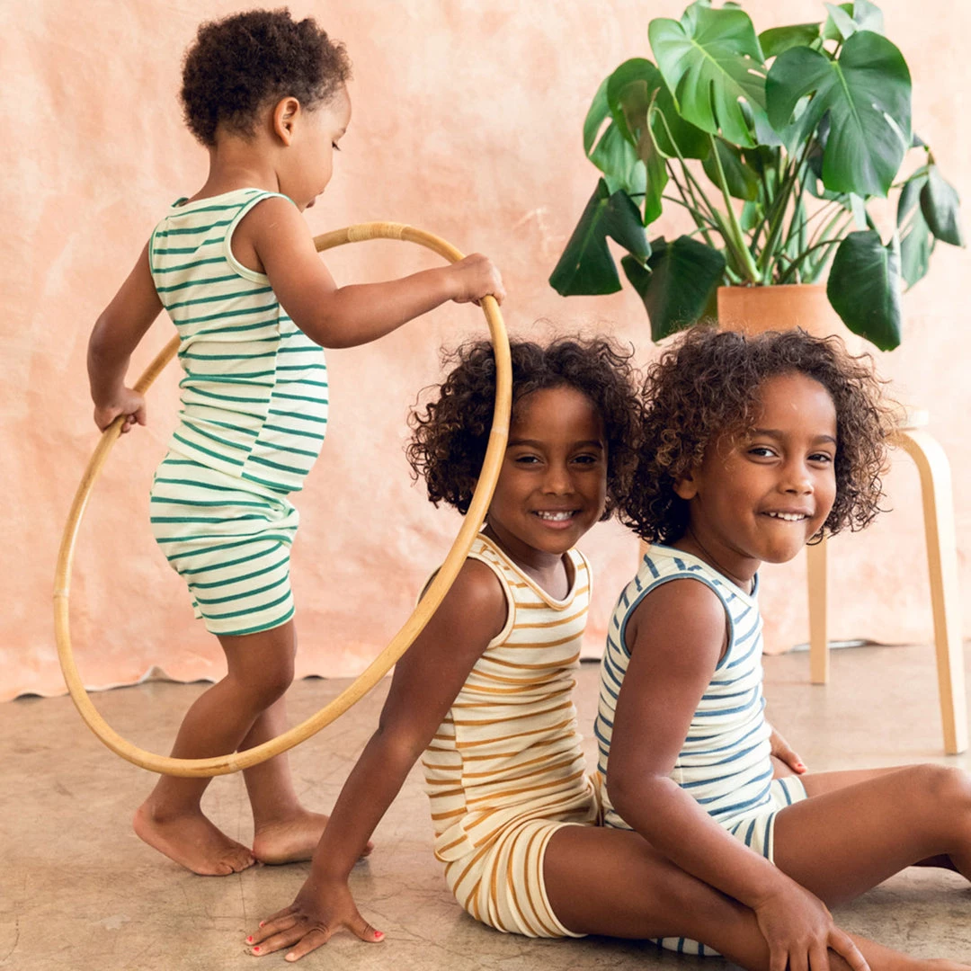 Chasing Windmills Merino Wool Short Johns Set - Verdant Stripe 3 Chasing Windmills Merino Wool Short Johns Set - Verdant Stripe