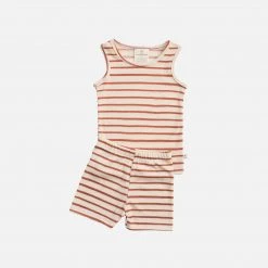 Chasing Windmills Merino Wool Short Johns Set - Sandstone Stripe