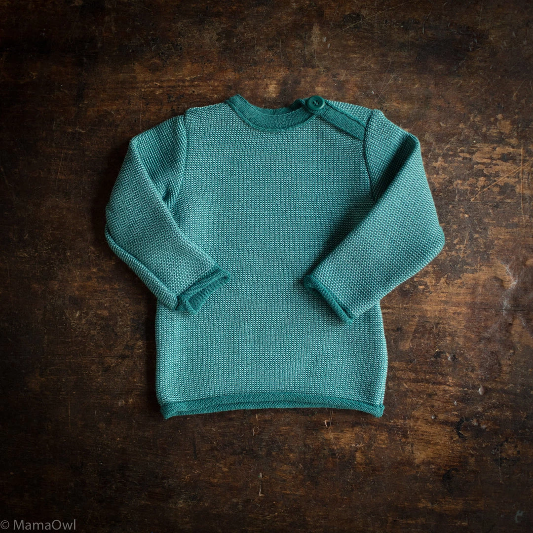 Disana Organic Merino Wool Baby Jumper - Pacific/Lagoon Tops & Sweaters 3 Disana Organic Merino Wool Baby Jumper - Pacific/Lagoon Tops & Sweaters