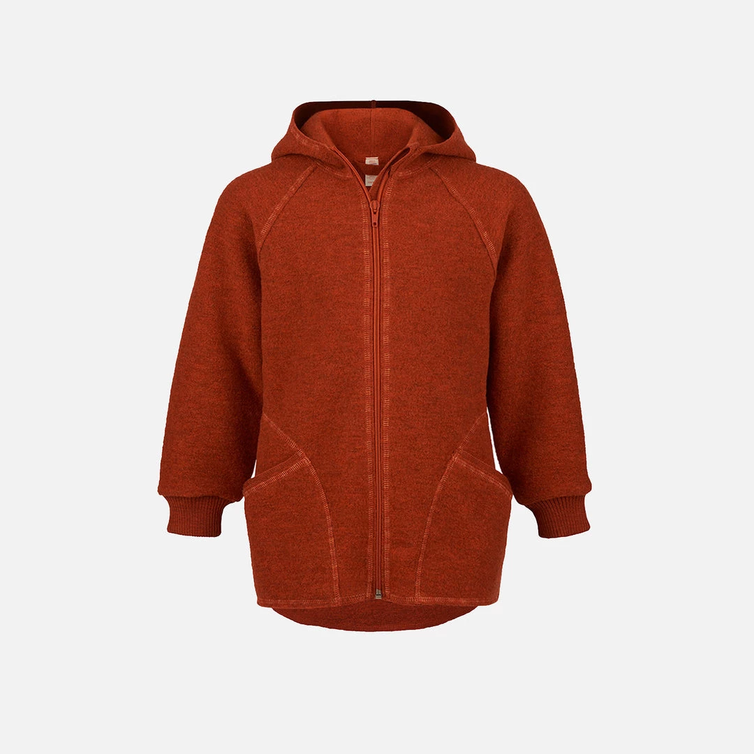Engel Organic Boiled Wool Zip Jacket - Magma