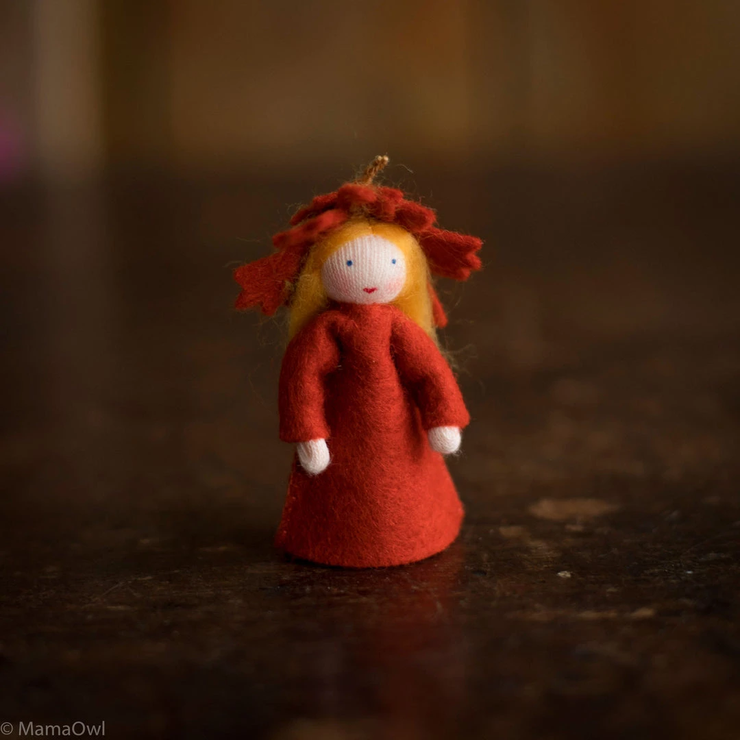 Fairies Handmade Small Wool Flower Fairy - Autumn Leaf - White Toys 3 Fairies Handmade Small Wool Flower Fairy - Autumn Leaf - White Toys