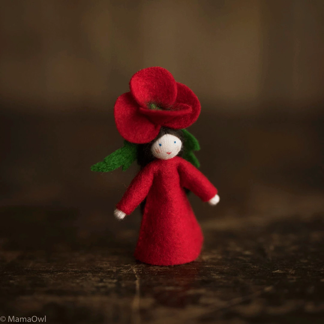 Fairies Handmade Small Wool Flower Fairy - Poppy - White 3 Fairies Handmade Small Wool Flower Fairy - Poppy - White
