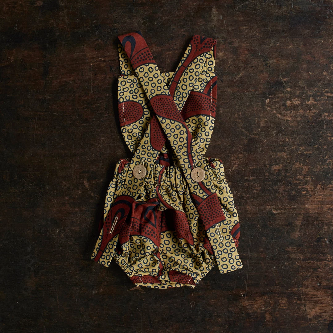 Kamso Exclusive Baby Wax Cotton Anwuli Romper - Hazel Sprout Cotton & Linen 3 Kamso Exclusive Baby Wax Cotton Anwuli Romper - Hazel Sprout Cotton & Linen