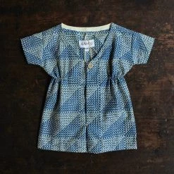 Kamso Baby Wax Cotton Fola Playsuit - Blue Tile Cotton & Linen