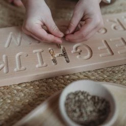 The Little Coach House Wooden Cursive Alphabet Board - Natural