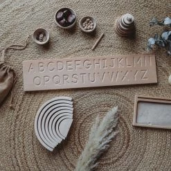 The Little Coach House Wooden Cursive Alphabet Board - Natural