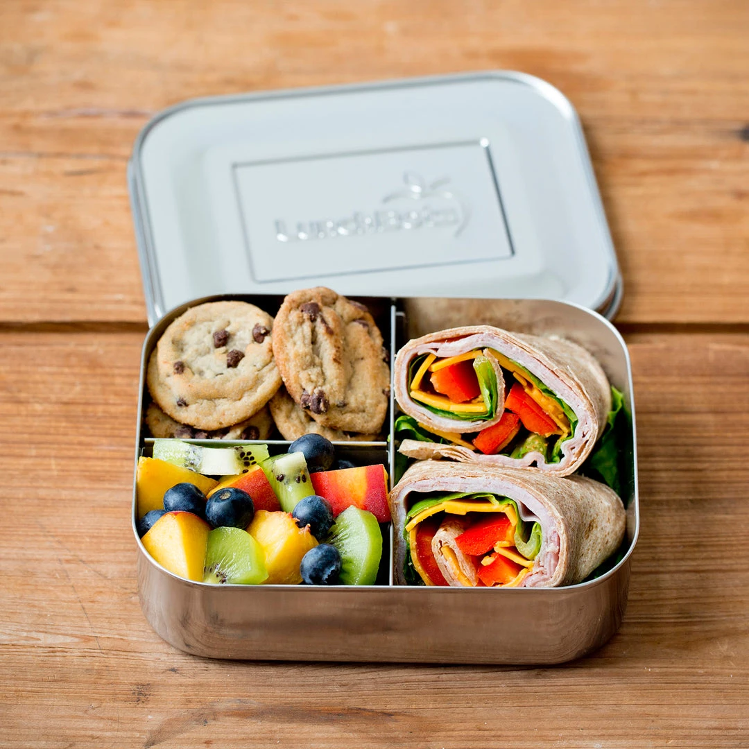 LunchBots Stainless Steel Medium Trio Bento Lunch Box 3 LunchBots Stainless Steel Medium Trio Bento Lunch Box