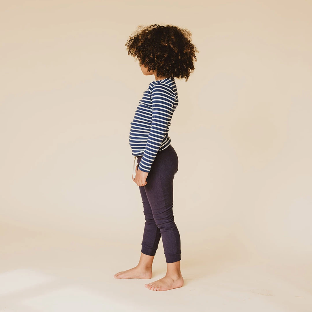 Mabo Organic Cotton LS Tee - Blue/Natural Stripe