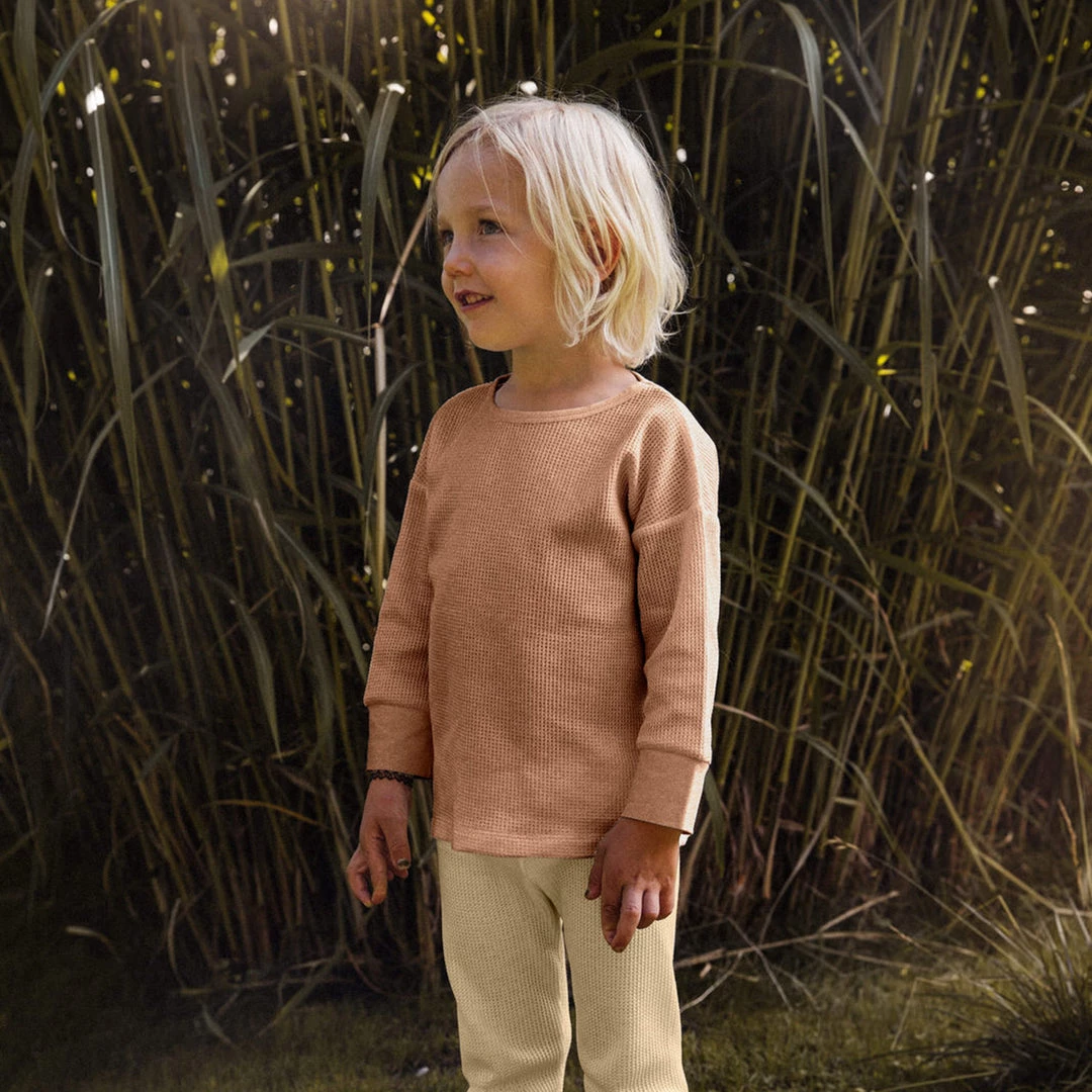 Matona Organic Cotton Waffle LS Top - Terracotta Cotton & Linen 5 Matona Organic Cotton Waffle LS Top - Terracotta Cotton & Linen