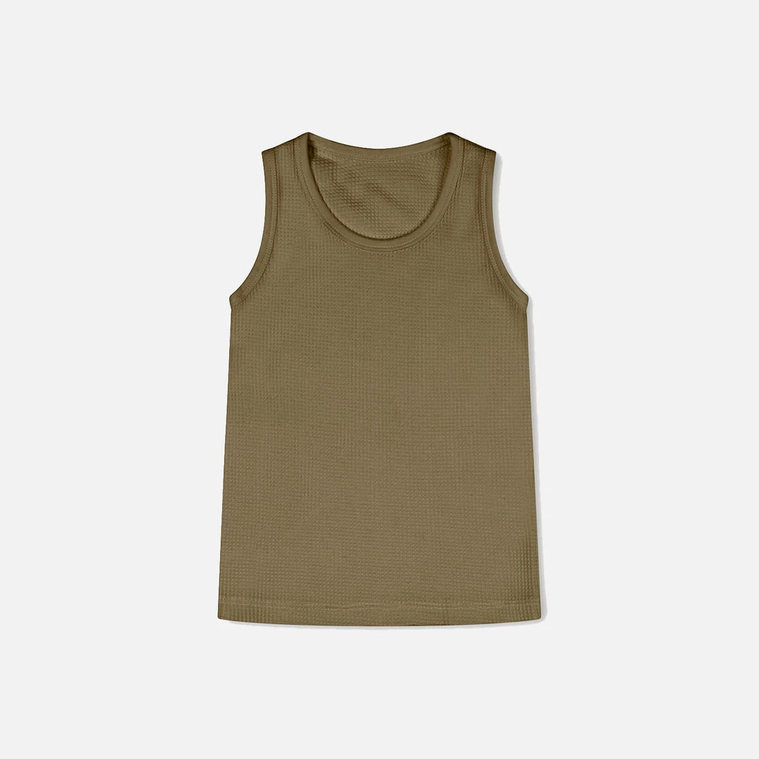 Matona Organic Cotton Waffle Tank Top - Olive 4 Matona Organic Cotton Waffle Tank Top - Olive