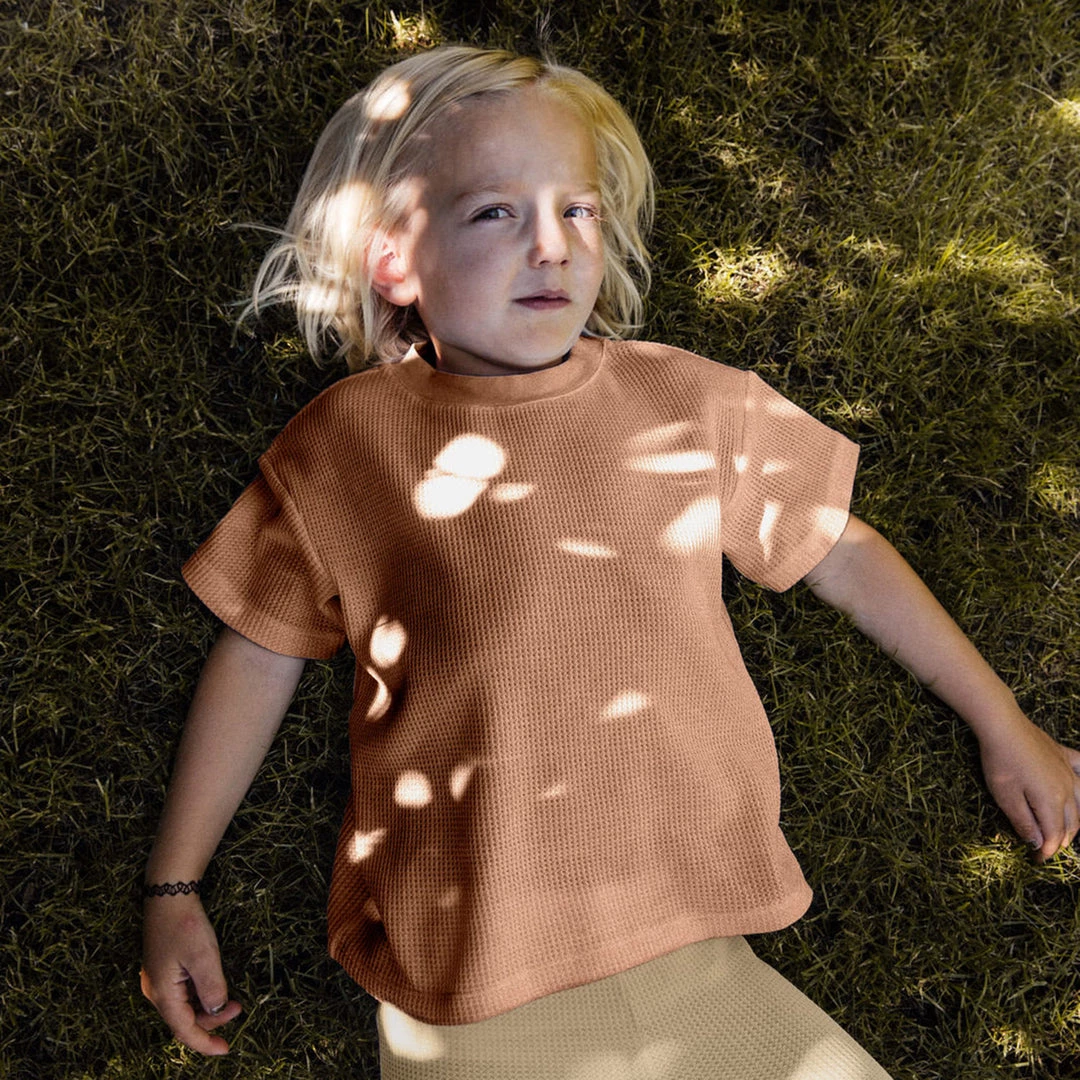 Matona SALE Organic Cotton Waffle Tee - Terracotta 6 Matona SALE Organic Cotton Waffle Tee - Terracotta