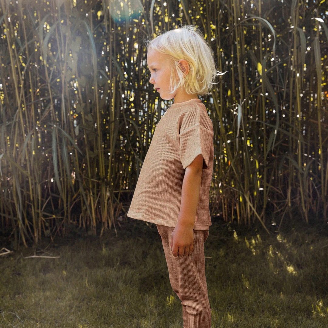 Matona SALE Organic Cotton Waffle Tee - Terracotta 5 Matona SALE Organic Cotton Waffle Tee - Terracotta