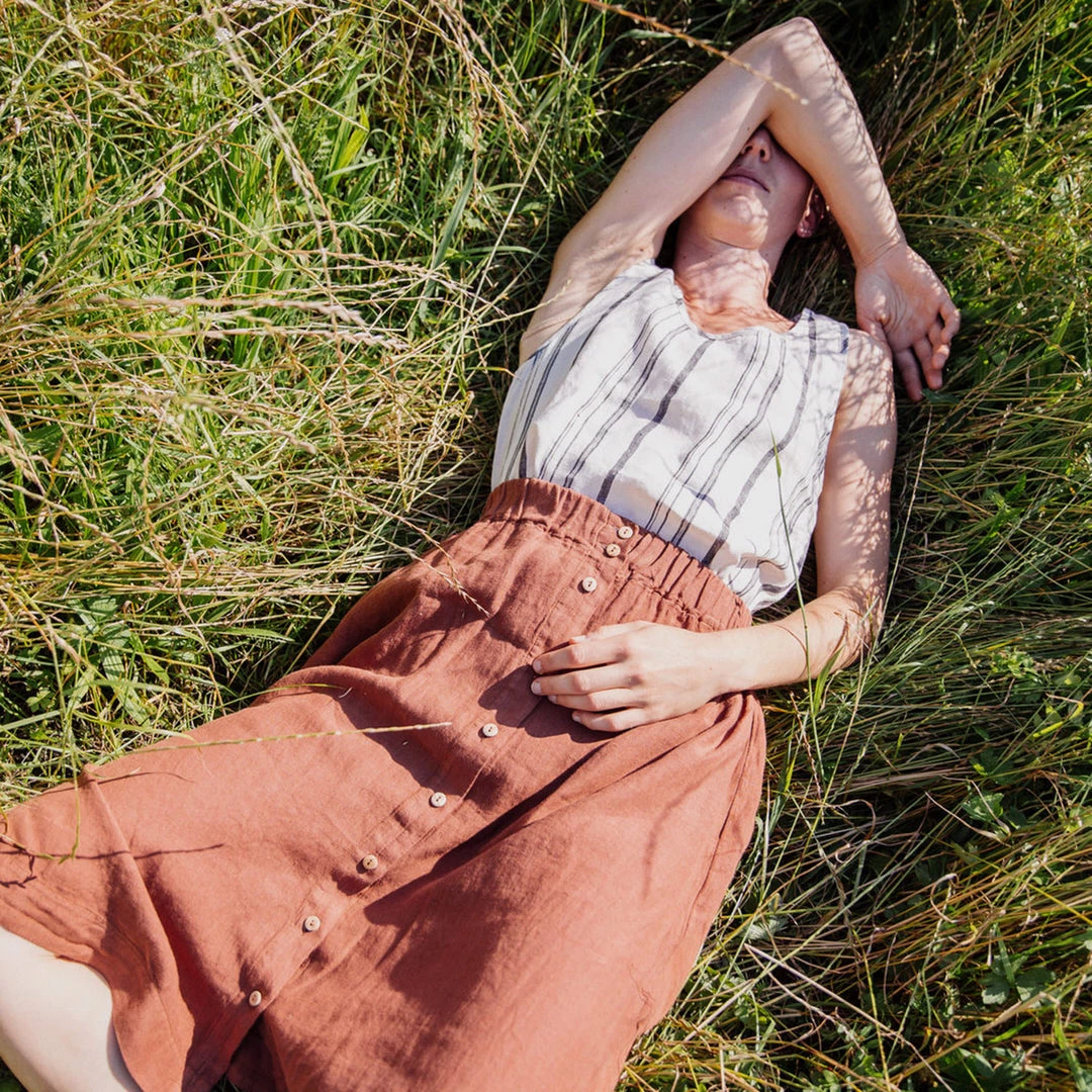 Matona Women's Linen Elsa Skirt - Sienna 5 Matona Women's Linen Elsa Skirt - Sienna