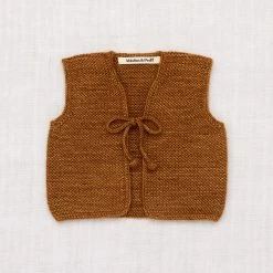 Misha & Puff Hand Knit Merino Wool/Cashmere Layette Captain's Vest - Nutmeg