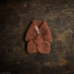 Mormor.nu Baby Wool Hand Knit Alpaca Fish Scarf - Hazelnut