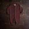 SISKIN Baby Wool Merino Wool/Silk Pointelle Pyjamas/ Romper - Chestnut