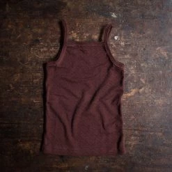SISKIN Merino Wool/Silk Pointelle Strappy Vest - Chestnut Kids Wool