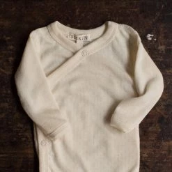 SISKIN Baby Wool Merino Wool/Silk Pointelle Wrap Body - Pearl