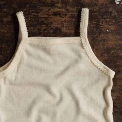 SISKIN Merino Wool/Silk Pointelle Strappy Vest - Pearl Kids Wool