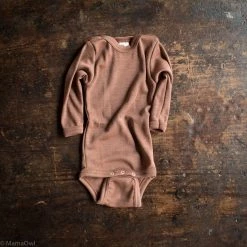 SISKIN By Engel Baby Wool Exclusive Organic Merino Wool & Silk LS Press Studs Baby Body - Cedarwood