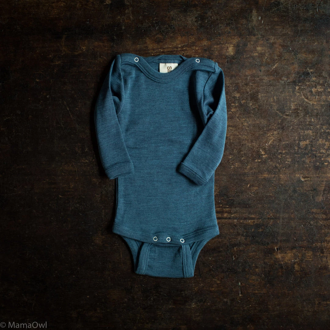 SISKIN By Engel Exclusive Organic Merino Wool & Silk LS Press Studs Baby Body - Deep Ocean 3 SISKIN By Engel Exclusive Organic Merino Wool & Silk LS Press Studs Baby Body - Deep Ocean